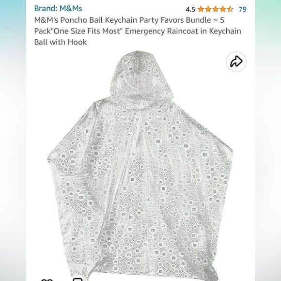 Yellow & green m & m’s candy keychain ball poncho raincoat emergency hood - Picture 2 of 7